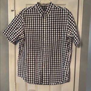 Chaps Short Sleeve Button Down Black & White Checked Shirt